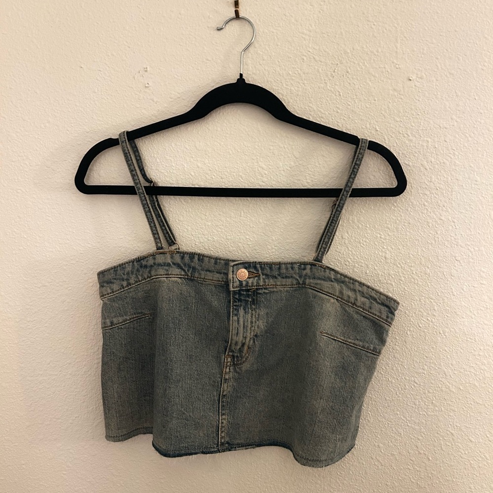 Wild Fable Light Blue Denim Crop Top